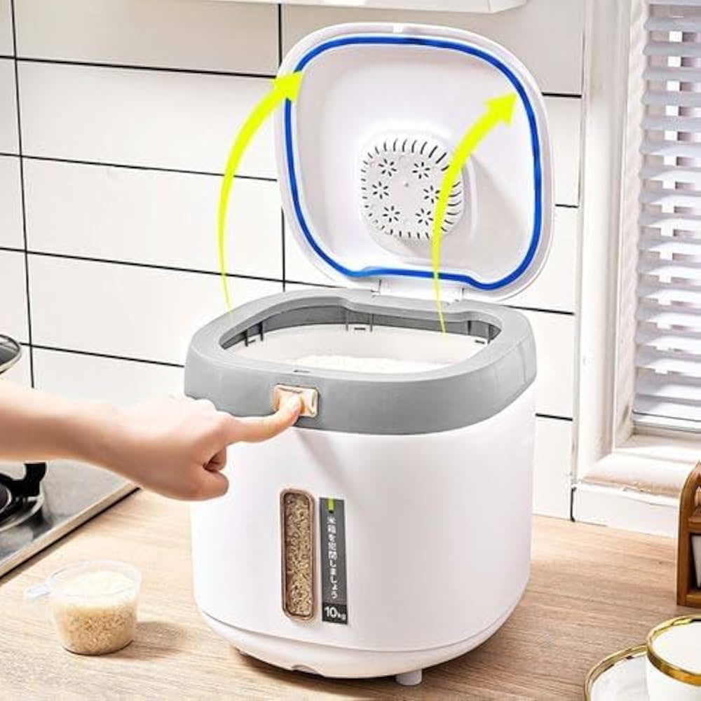 10KG Airtight Rice Dispenser, Large Capacity Flour Cereals Storage Jars, Airtight Kitchen Dry Food Container 10KG Airtight Rice Dispenser, Large Capacity Flour Cereals Storage Jars, Airtight Kitchen Dry Food Container